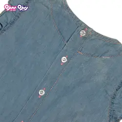 ست سارافون و شلوارک جین طرح پشت دکمه دار یقه گلدار کد 2466