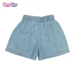 ست سارافون و شلوارک جین طرح پشت دکمه دار یقه گلدار کد 2466