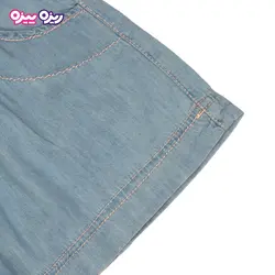 ست سارافون و شلوارک جین طرح پشت دکمه دار یقه گلدار کد 2466