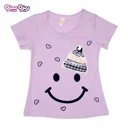 تی‌شرت پنبه لاکرا طرح لبخند کلاه دار کد 2429