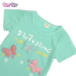 ست تی‌شرت و شلوارک پنبه تک‌رو لاکرادار استیکردار منگوله دار طرح smiley FACE کد 2421