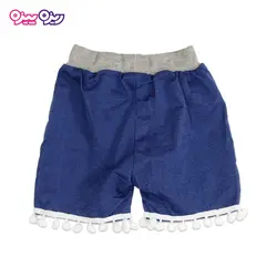 ست تی‌شرت و شلوارک پنبه تک‌رو لاکرادار استیکردار منگوله دار طرح smiley FACE کد 2421