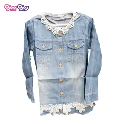 شومیز جین گیپوردار طرح یقه گیپور کد 2175