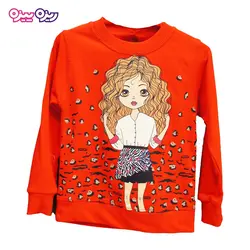 ست بلوز و شلوار دورس اسلش طرح دختر موبلند کد 2105