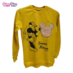 ست بلوز و شلوار دورس اسلش پولک‌دار نگین دار طرح میکی ماوس کد 2056