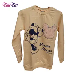 ست بلوز و شلوار دورس اسلش پولک‌دار نگین دار طرح میکی ماوس کد 2056