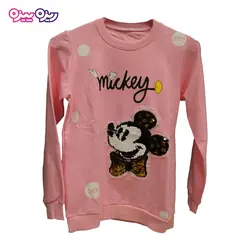 ست بلوز و شلوار دورس اسلش پولک برگردان‌دار طرح mickey کد 2050