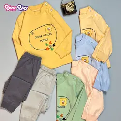 ست بلوز و شلوار سوپر پنبه لاکرا دار اسلش طرح COLOR PICTURE PUZZLE کد 2894