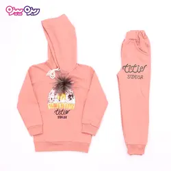 ست هودی و شلوار پنبه دو رو لاکرادار اسلش پولک برگردان‌دار منگوله دار طرح titie swear کد 2906