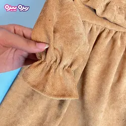 پیراهن مخمل کبریتی پاپیون‌دار کد 2931