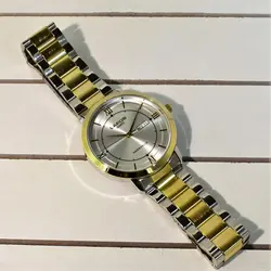 LAROS QUARTZ 80315-DD 5 STAR موتورژاپن لاروس موتور ژاپن 2 تقویم ،، درب استیل ،، دو رنگ با صفحه نقره ای کلاسیک و لوکس