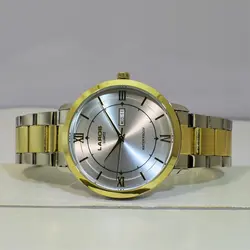 LAROS QUARTZ 80315-DD 5 STAR موتورژاپن لاروس موتور ژاپن 2 تقویم ،، درب استیل ،، دو رنگ با صفحه نقره ای کلاسیک و لوکس
