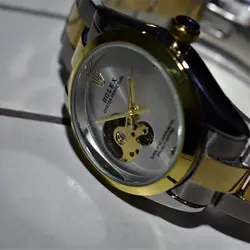 ROLEX OYSTER اتوماتیک گوکی نقره ای ست رولکس اویستر زنانه مردانه اتومات ** اندیکس نگین دار براق ** قاب و بند دو رنگ