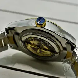 ROLEX OYSTER اتوماتیک گوکی نقره ای ست رولکس اویستر زنانه مردانه اتومات ** اندیکس نگین دار براق ** قاب و بند دو رنگ