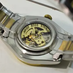 ROLEX OYSTER اتوماتیک گوکی نقره ای ست رولکس اویستر زنانه مردانه اتومات ** اندیکس نگین دار براق ** قاب و بند دو رنگ