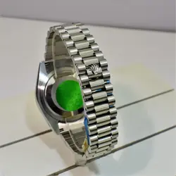 ROLEX OYSTER PERPETUAL DAY-DATE موتور ژاپن رولکس اویستر دی دت موتورژاپن ** دو تقویم ** نقره ای ** استیل تقویم ذره بین شیشه کریستال