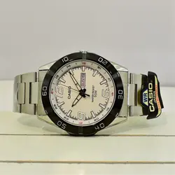 CASIO WATCH MTP-1292 دو تقویم موتور ژاپن کاسیو با موتور قدرتمند میوتا ژاپن ** صفحه سفید** درب استیل ** با تقویم روزشمار و ایام هفته