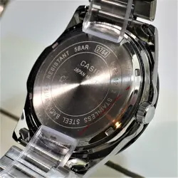 CASIO WATCH MTP-1292 دو تقویم موتور ژاپن کاسیو با موتور قدرتمند میوتا ژاپن ** صفحه سفید** درب استیل ** با تقویم روزشمار و ایام هفته