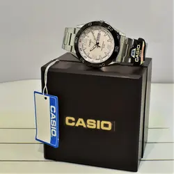 CASIO WATCH MTP-1292 دو تقویم موتور ژاپن کاسیو با موتور قدرتمند میوتا ژاپن ** صفحه سفید** درب استیل ** با تقویم روزشمار و ایام هفته