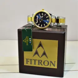 FITRON NO:9334M ژاپن فیترون ژاپن کلاسیک ** دو تقویم تاریخ روز شمار و ایام هفته لاتین ** دورنگ صفحه سرمه ای