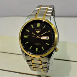 ساعت سیکو 5  دو  تقویم روز شمار و ایام هفته لاتین و فارسی SEIKO 7S36-30X1-3040
