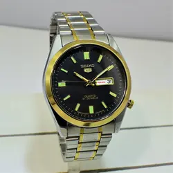 ساعت سیکو 5  دو  تقویم روز شمار و ایام هفته لاتین و فارسی SEIKO 7S36-30X1-3040
