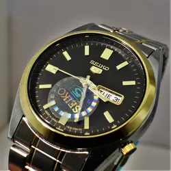 ساعت سیکو 5  دو  تقویم روز شمار و ایام هفته لاتین و فارسی SEIKO 7S36-30X1-3040