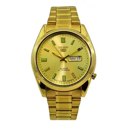 ساعت سیکو 5 رنگ طلایی 2 تقویم روز شمار و ایام هفته لاتین و فارسی SEIKO 7S36-30X1