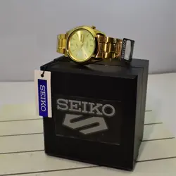 ساعت سیکو 5 رنگ طلایی 2 تقویم روز شمار و ایام هفته لاتین و فارسی SEIKO 7S36-30X1