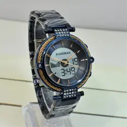 ساعت KADEMAN NO K9080L کادمن زنانه 2 زمانه موتور ژاپن جدید ساعتی خاص و کلاسیک باطراحی طناب رزگلد دور شیشه زیبا رنگ سرمه ای