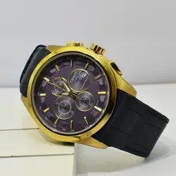 TISSOT WATCH STEEL T032527A ژاپن تیسوت 4 موتوره کرنوگراف ، موتور ژاپن ، قاب طلایی فول استیل بند چرم نفتی