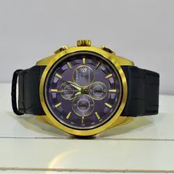 TISSOT WATCH STEEL T032527A ژاپن تیسوت 4 موتوره کرنوگراف ، موتور ژاپن ، قاب طلایی فول استیل بند چرم نفتی