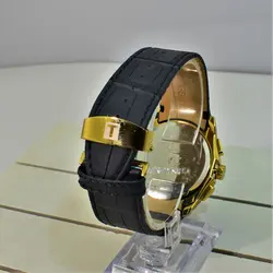 TISSOT WATCH STEEL T032527A ژاپن تیسوت 4 موتوره کرنوگراف ، موتور ژاپن ، قاب طلایی فول استیل بند چرم نفتی