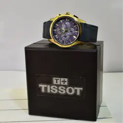 TISSOT WATCH STEEL T032527A ژاپن تیسوت 4 موتوره کرنوگراف ، موتور ژاپن ، قاب طلایی فول استیل بند چرم نفتی