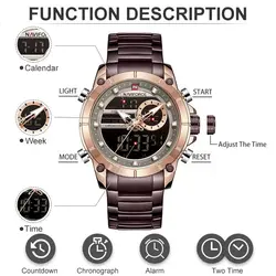 NAVIFORCE SPORT 9163 اورجینال رنگ کافی گلد