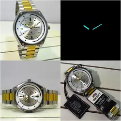 اورینت 2 تقویم ORIENT KY-CA9617 دورنگ صفحه نقره ای موتور ژاپن