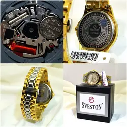 ساعت مچی مردانه سوستون مدل SVESTON EMPEROR SV-7485 دورتقویم حلقه پرنگین با صفحه طوسی