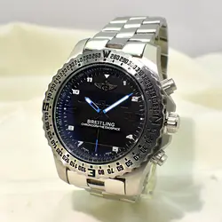 برایتلینگ  2 زمانه ** BREITLING VB5510-XB55 جدید موتور ژاپن * شیشه سافایر کریستال * تاچیمتردور صفحه متحرک دستی گردان