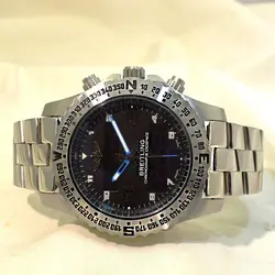 برایتلینگ  2 زمانه ** BREITLING VB5510-XB55 جدید موتور ژاپن * شیشه سافایر کریستال * تاچیمتردور صفحه متحرک دستی گردان