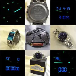 برایتلینگ  2 زمانه ** BREITLING VB5510-XB55 جدید موتور ژاپن * شیشه سافایر کریستال * تاچیمتردور صفحه متحرک دستی گردان