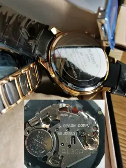 ((( اتمام موجودی ))) RADO WATCH jubile موتور ژاپن رادو ست زنانه مردانه موتورباکیفیت نگین دار بهمراه تقویم ** مسی و مشکی درب استیل طرح سرامیک **