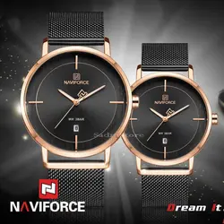 NAVIFORCE NF3009 جدید نوک مدادی فوق العاده جذاب ست زنانه مردانه ناوی فورس کلاسیک اورجینال * ضدآب 3ATM شیشه ضدخش * تقویم روزشمار