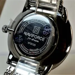 NAVIFORCE NF3012 جدید کلاسیک ناوی فورس کلاسیک * نقره ای صفحه دورنگ * با تقویم روزشمار * اسپورت