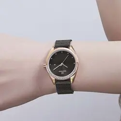 NAVIFORCE NF5015M جدید حصیری ناوی فورس زنانه صفحه و دور شیشه نگین دار * با تاریخ روز شمار * کلاسیک * توضیحات..