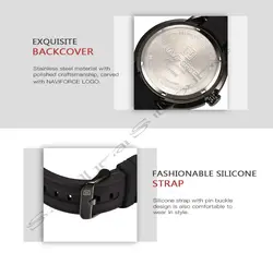 NAVIFORCE اورجینال طرحی جدید ومتفاوت موتور ژاپن * 2 تقویم روز شمار ( و ایام هفته باموتور سمت چپ ) * ضدآب 3ATM با شیشه ضد خش * بسیار شیک