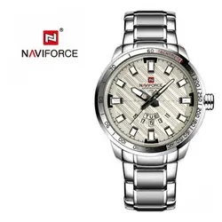 NAVIFORCE موتور ژاپن جدید ناوی فورس کلاسیک * ضدآب 3atm شیشه ضدخش * تقویم روزشمارپنجره ای بهمراه ایام هفته * استیل