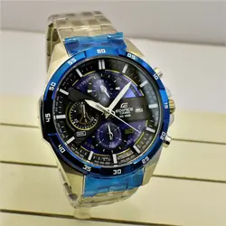 CASIO Edifice EFR-556 ژاپن سرمه ای ادیفایس 4 موتوره کرنوگراف با تقویم روزشمار *** فول استیل *** موتور قدرتمند ژاپن *** کیفیت +AAA