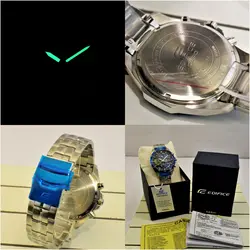 CASIO Edifice EFR-556 ژاپن سرمه ای ادیفایس 4 موتوره کرنوگراف با تقویم روزشمار *** فول استیل *** موتور قدرتمند ژاپن *** کیفیت +AAA