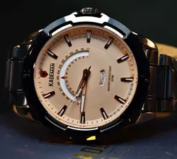 KADEMAN 685G جدید کلاسیک کادمن موتور ژاپن * 2 تقویم روز شمار و ایام هفته بسیار خوش طرح * ضدآب 3atm درحدآب باران توضیحات..