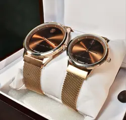 MOVADO WATCH NO:6933 ساخت ژاپن ست زنانه مردانه موادو جدید * موتور اورجینال ژاپن * ضد آب 3ATM بندو قاب فول استیل کیفیت ++A